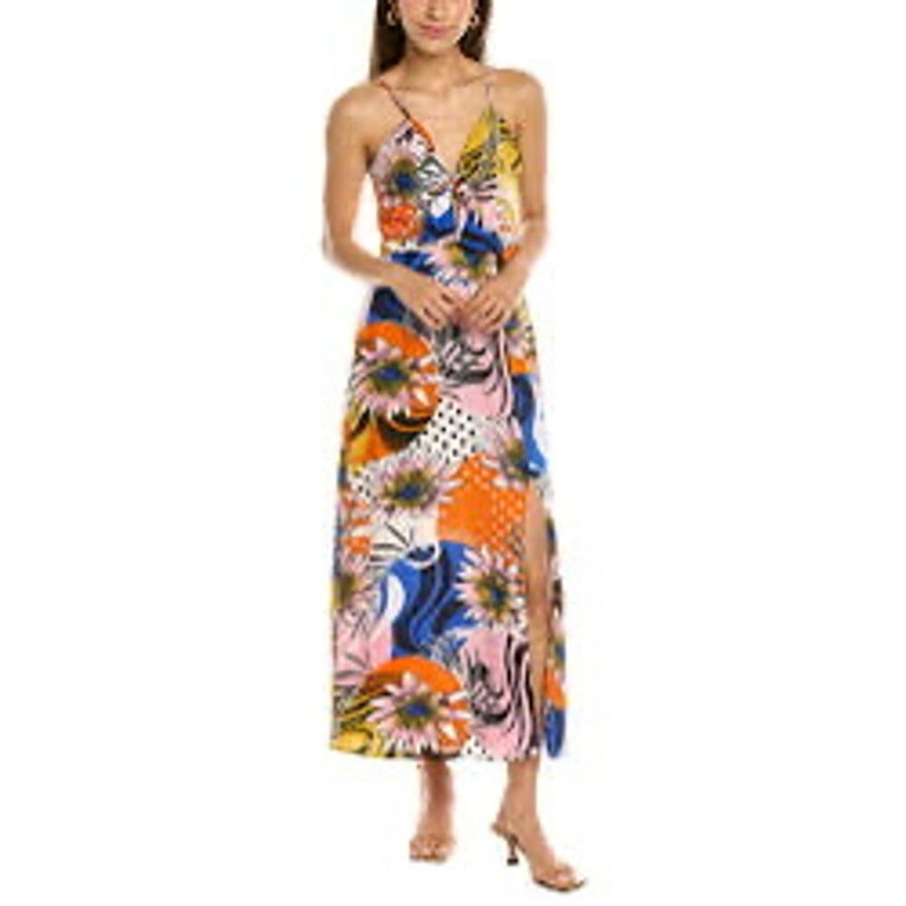 New WALTER BAKER Natasha Midi Sun Dress In Tropical Floral Wave Women's Sz 12